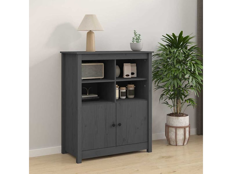  Buffet - bahut - meuble de rangement gris 83x41,5x100 cm bois massif de pin  - Conforama B