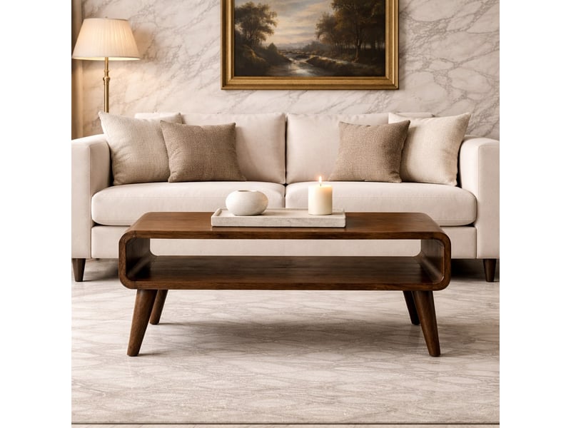  Artisan furniture bois massif table basse bord arrondi, marron  - Conforama B