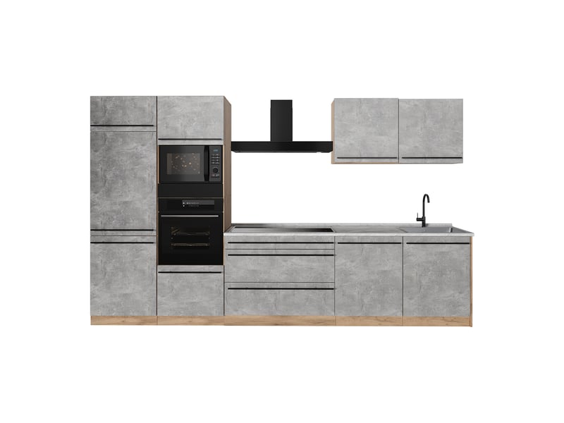 Vicco cuisine, bétonchêne doré, 340cm plan de travail marbre - Conforama A