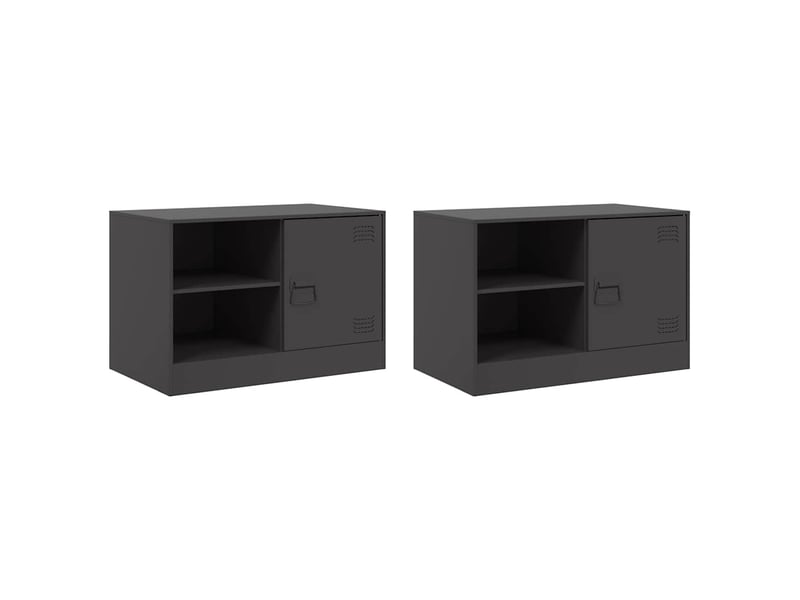  Meubles tv - banc tv - meuble de rangement 2 pcs noir 67x39x44 cm acier  - Conforama A