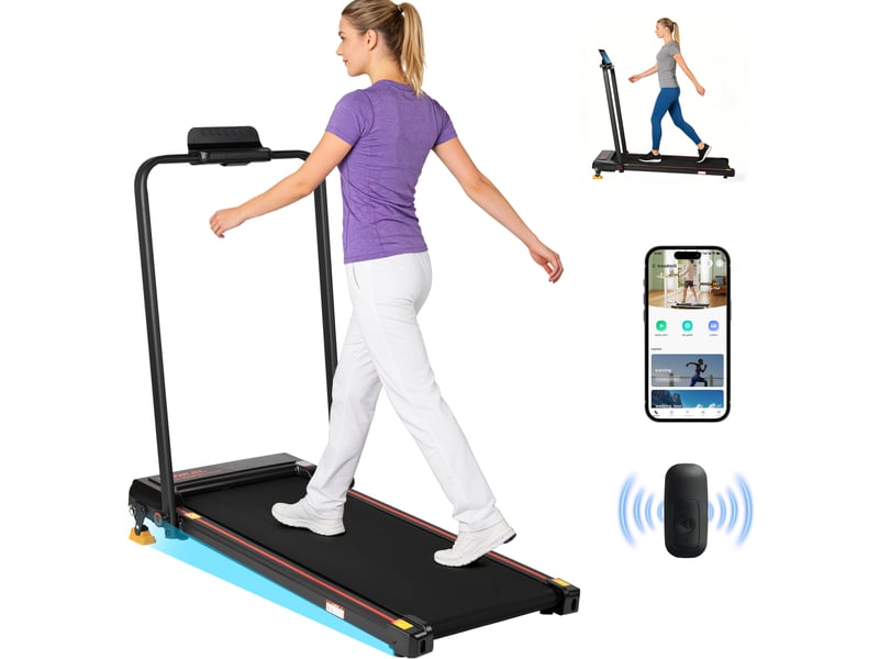  Tapis de course électrique pliable 107 x 56,9 x 88,8 cm noir, plastique et acier, avec app et affichage led  - Conforama A