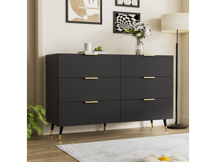 Chiffonnier 6 tiroir(s)    <strong>REDOM</strong> <strong></strong> coloris noir largeur 120 cm hauteur 77 cm