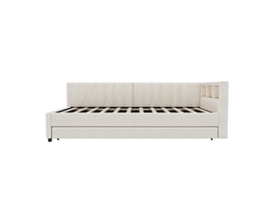 Lit banquette 90x200 cm <strong>ZOVIRA</strong> <strong></strong> coloris beige