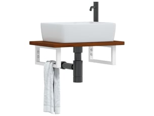 Étagère de vasque | étagère murale acier et bois de chêne massif shl3707