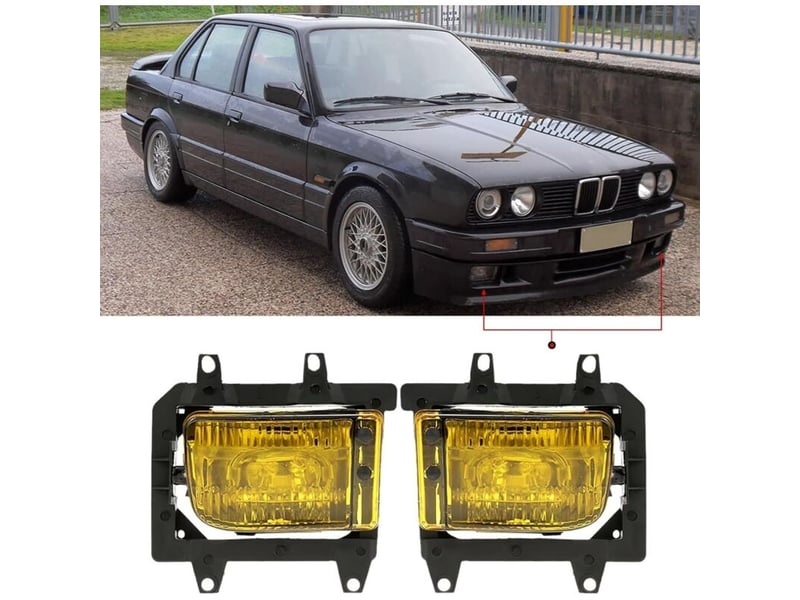  Phare voiture paire phares antibrouillard avant gauche et droit kit lentilles en plastique transparent pour e30 série 3 1985 1986 1987 1988  - Conforama E