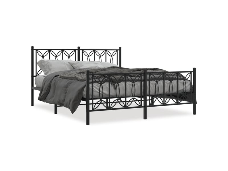  Lit double- lit adulte -  cadre de lit métal sans matelas avec pied de lit noir 150x200cm  - Conforama A