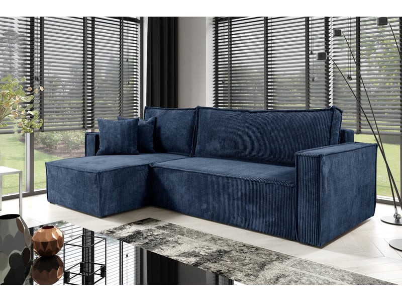  Canapé d'angle convertible cord jimmy bleu  - Conforama B