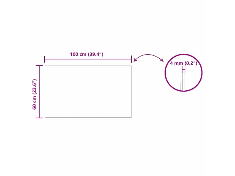 Miroir mural rectangulaire 100 x 60 cm verre trempé cf62859 - Conforama E