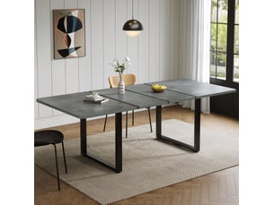 Table à manger extensible, 140-180-220x80 cm, 6-10, design moderne, repas, plateau mdf, piètement métal, coloris gris