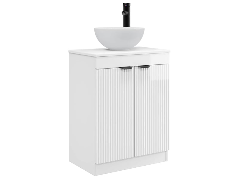 Meuble de salle de bain avec évier blanc brillant shl8413 - Conforama A