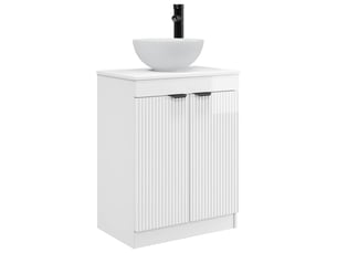 Meuble de salle de bain avec évier blanc brillant shl8413
