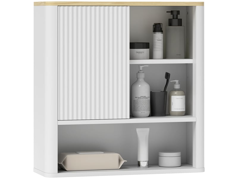  Armoire murale de salle de bain blanche, porte coulissante, 5 compartiments, 60 x 20 x 62 cm  - Conforama A