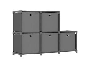 Étagère d'affichage 5 cubes et boîtes gris 103x30x72,5 cm tissu