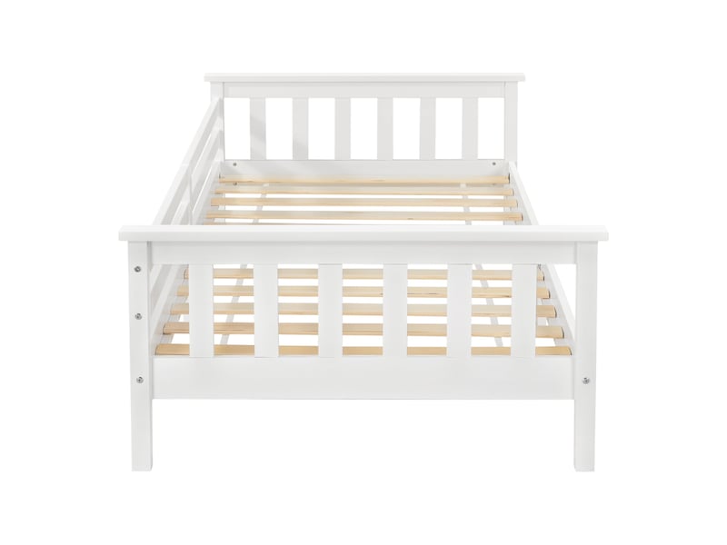  Lit pour enfant avec sommier à lattes structure en bois de pin blanc 70 x 140 cm 03_0005447  - Conforama E
