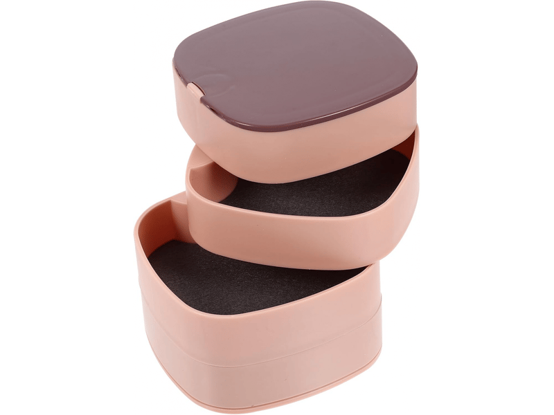  Boîte à bijoux rotative à 4 niveaux coffret de rangement pour bagues boucles d'oreilles et colliers organisateur portable multifonction en plastique  - Conforama A