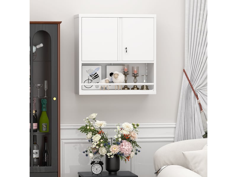  Armoire métallique haute 2 portes avec étagères réglables, rangement cuisine, bureau  - Conforama B