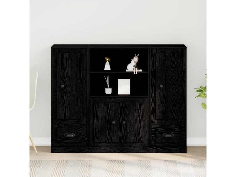  Buffet - highboard chêne noir 132 x 35,5 x 103,5 cm bois d'ingénierie  - Conforama D
