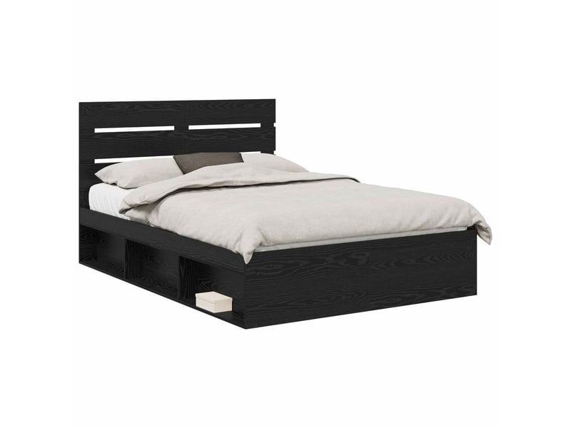  Lit double- lit adulte -  cadre de lit noir 150 x 200 cm bois de pin massif  - Conforama A