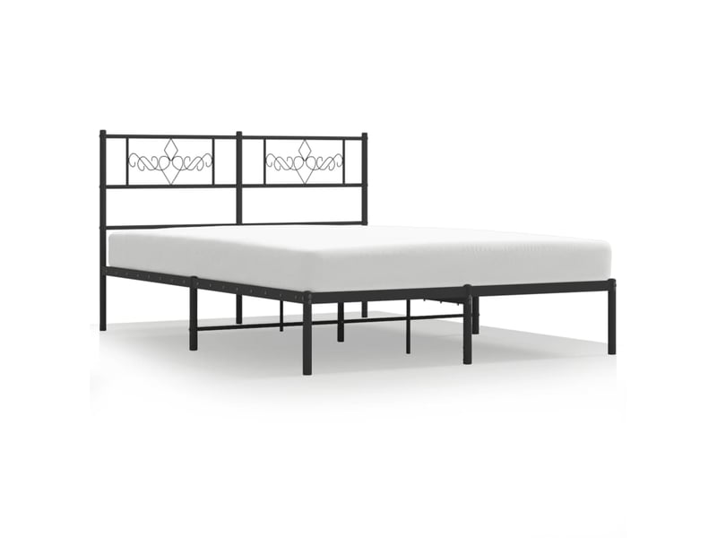  Lit double- lit adulte -  cadre de lit métal sans matelas et tête de lit noir 160x200 cm  - Conforama A