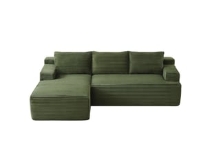 Canapé d'angle en velours côtelé 3 places, sans montage, modulaire, assise profonde, confort moelleux, design nuage