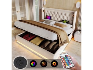 Lit coffre 180x200 cm    coloris beige