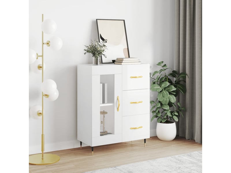  Buffet - bahut - meuble de rangement blanc brillant 69,5x34x90 cm bois d'ingénierie  - Conforama B