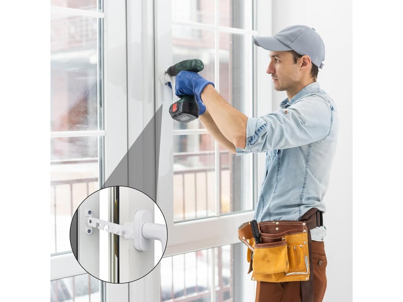  Entrebâilleur de fenêtre à battant, entrebailleur fenetre limiteur ouverture fenetre avec vis 16.5cm 2pcs  - Conforama E