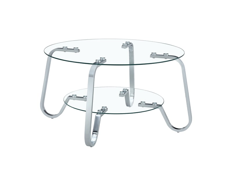 Table basse rétro minimaliste, métal et verre trempé double niveau, élégante pour salon - Conforama D