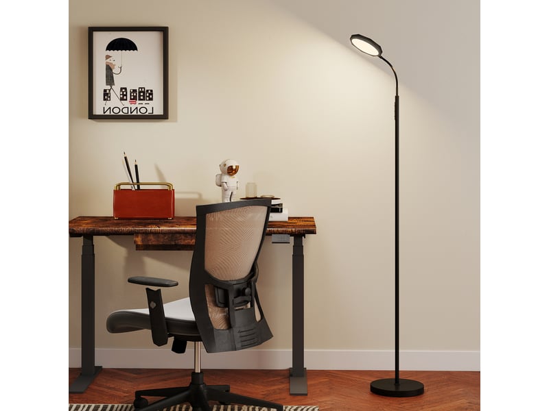  Lampadaire led noir avec télécommande, tête orientable à 360°, intensité réglable pour lecture et bureau  - Conforama B