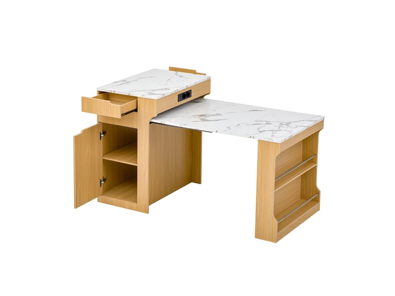  Naturel table à manger extensible avec rangement, design moderne, structure fonctionnelle pour cuisine et salle à manger  - Conforama A