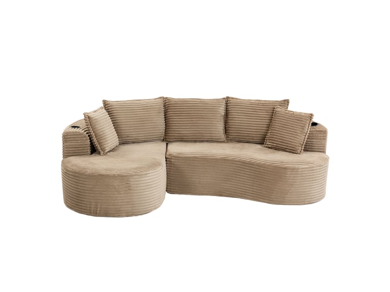 Canapé d'angle gauche fixe 3 places tissu kaki canapé compressible - Conforama A