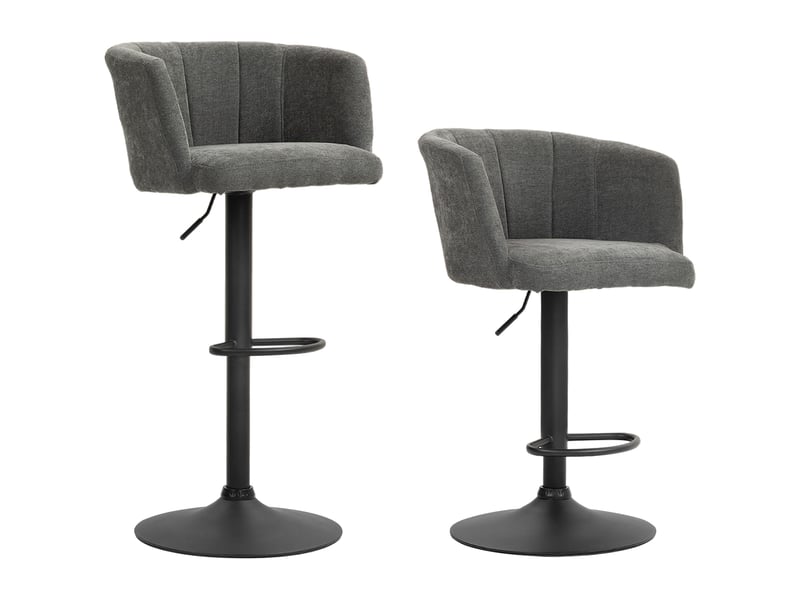 Lot de 2 tabourets de bar réglables,pivotants 360°,polyester,gris foncé  - Conforama A