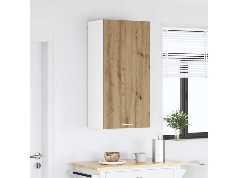  Meuble de rangement cuisine, armoire suspendue chêne artisan et blanc 50x31x100cm  - Conforama D