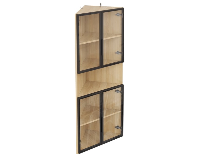  Vitrine d'angle led 62x32x160 cm – chêne – verre trempé, fermeture douce et rangement gain de place  - Conforama D