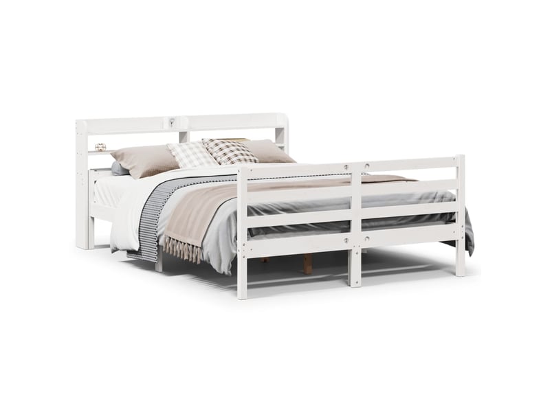  Lit double- lit adulte -  cadre de lit avec tête de lit sans matelas blanc 140x200 cm  - Conforama A