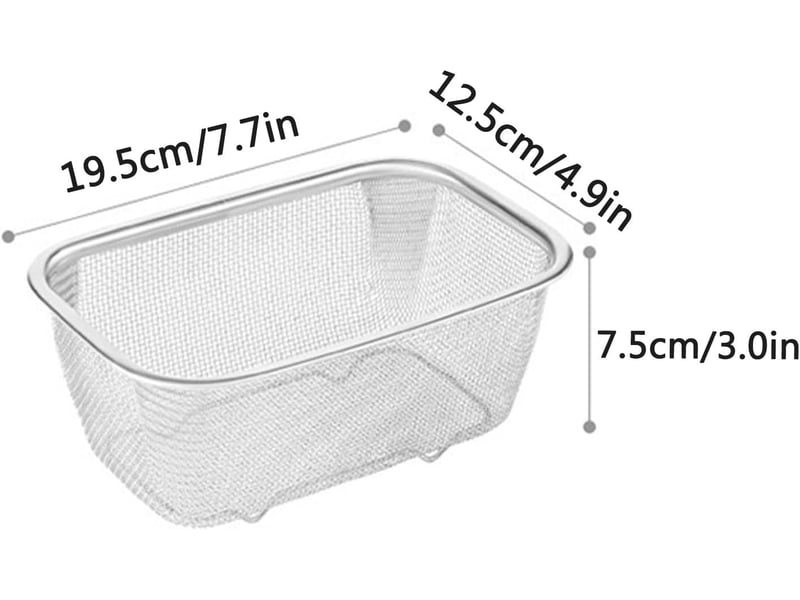  Panier à tamis en acier inoxydable, passoire cuisine tamis rectangulaire avec des jambes filtre à huile à mailles fines, panier à frites carré  - Conforama D