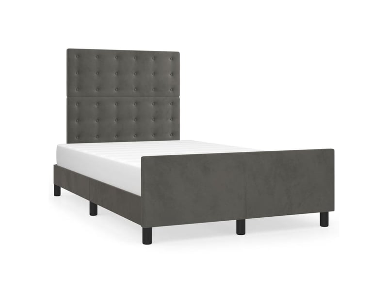  Lit double- lit adulte -  cadre de lit sans matelas gris foncé 120x190 cm velours  - Conforama A