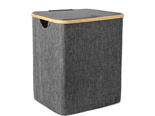 Panier à linge, panier à linge avec couvercle - pour salle de bain et chambre,gris - rwpanier à linge