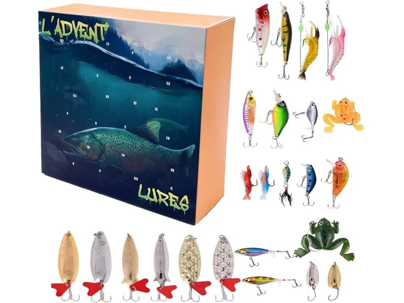  Calendrier de l’avent pêche 2026, 24 jours de leurres de pêche, cadeau de noël pour pêcheur et homme  - Conforama A