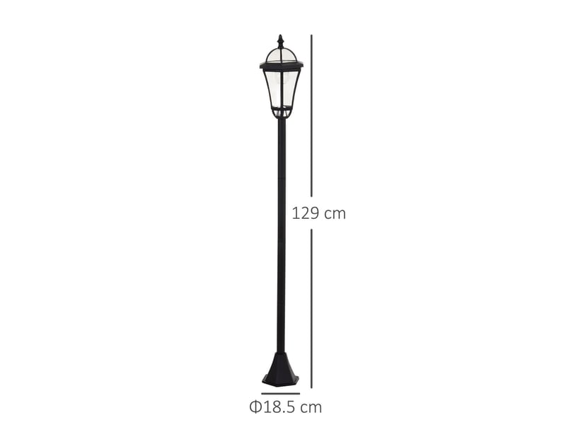  Lot de 2 lampadaires solaires de jardin led ø18,5 x h129 cm noirs, plastique et acier inoxydable, ip44  - Conforama C