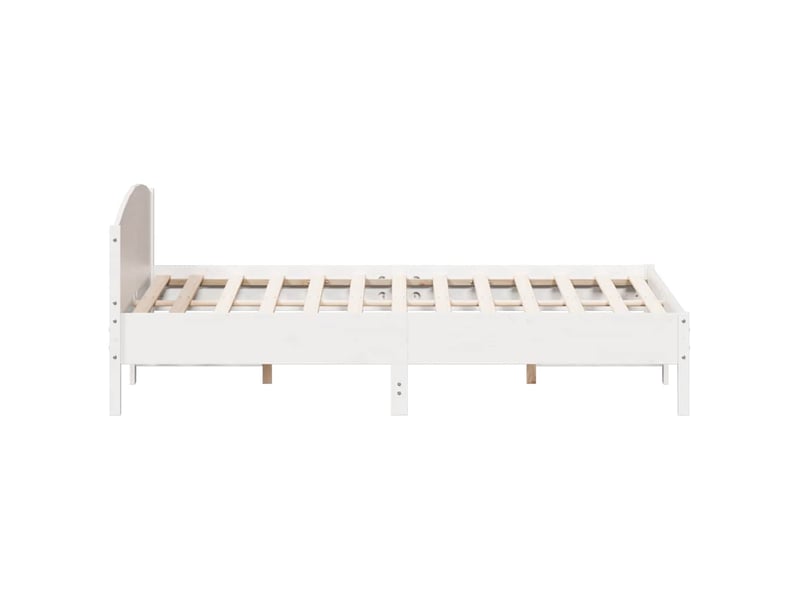 Lit double- lit adulte -  cadre de lit sans matelas blanc 200x200 cm bois massif de pin  - Conforama D