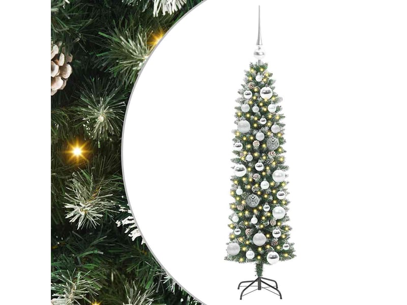 Sapin de noël, arbre de noël artificiel slim vert et blanc 120 cm shl4593  - Conforama A