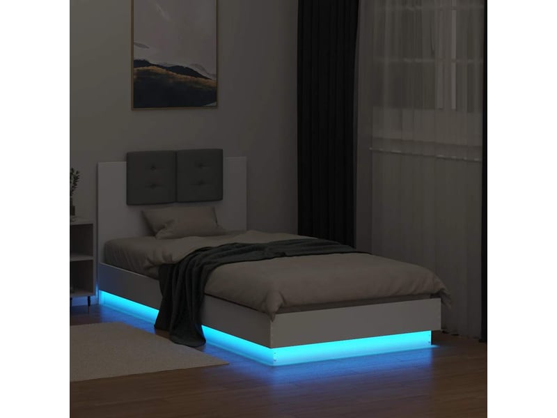 Lit simple- lit adulte - cadre de lit avec led sans matelas blanc 90x190 cm - Conforama C