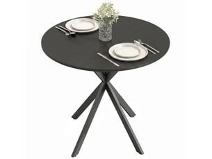 Table à manger ronde 2 personnes en acier et mélamine noir ø 80 x h 75 cm