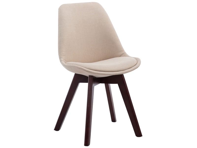 Lot de 4 chaises de salle à manger design scandinave en tissu crème et piètement à 4 pieds en bois foncé 10_0008560  - Conforama B