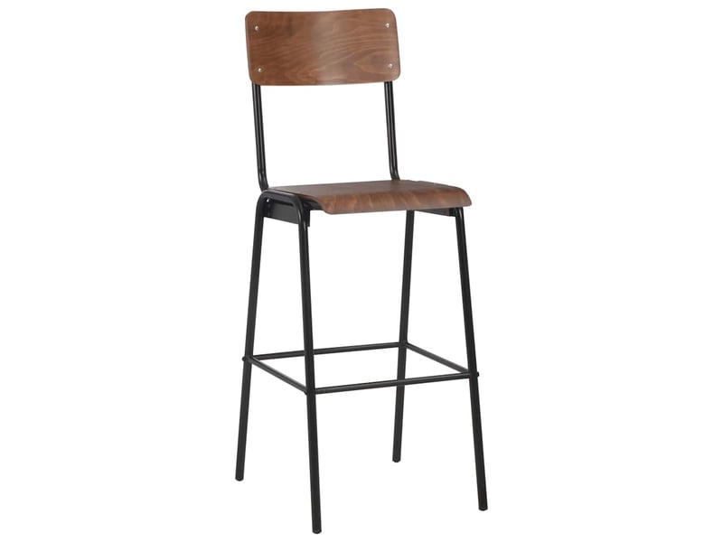  Lot de 2 tabouret de bar, chaise de bar marron contreplaqué solide et acier  - Conforama C