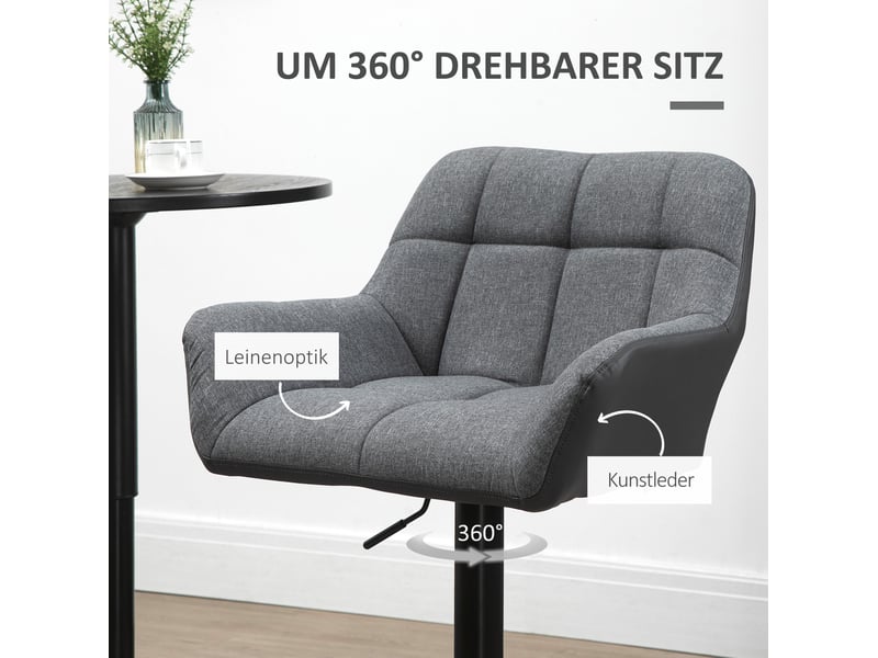  Tabouret de bar pivotant réglable en hauteur avec repose-pieds, lot de 2, en cuir synthétique gris  - Conforama E