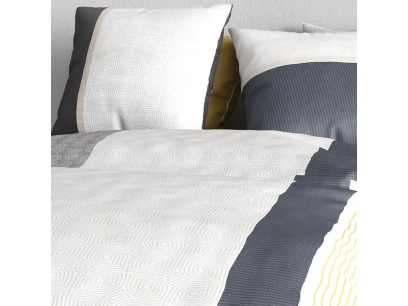  Parure housse de couette 260x240cm + 2 taies motif graphique blanc et gris 100% coton - sabine SABINE - Conforama D