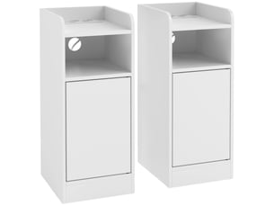 Lot de 2 chevets stations de charge porte étagère niche plateau rebord blanc