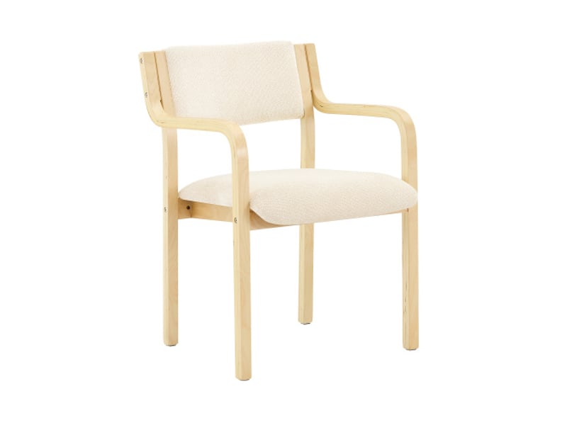  Ensemble de 2 chaises de salle à manger avec accoudoirs, bois moulé et tissu teddy, style scandinave - cuisine et salon  - Conforama A